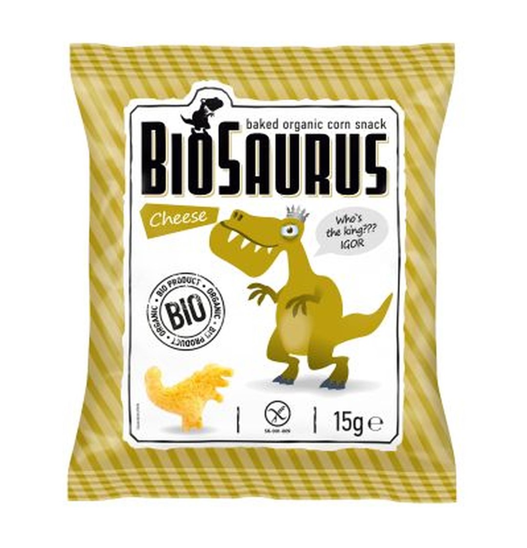 Chrupki kukurydziane Dinozaury o smaku serowym BEZGL. BIO 15 g BioSaurus