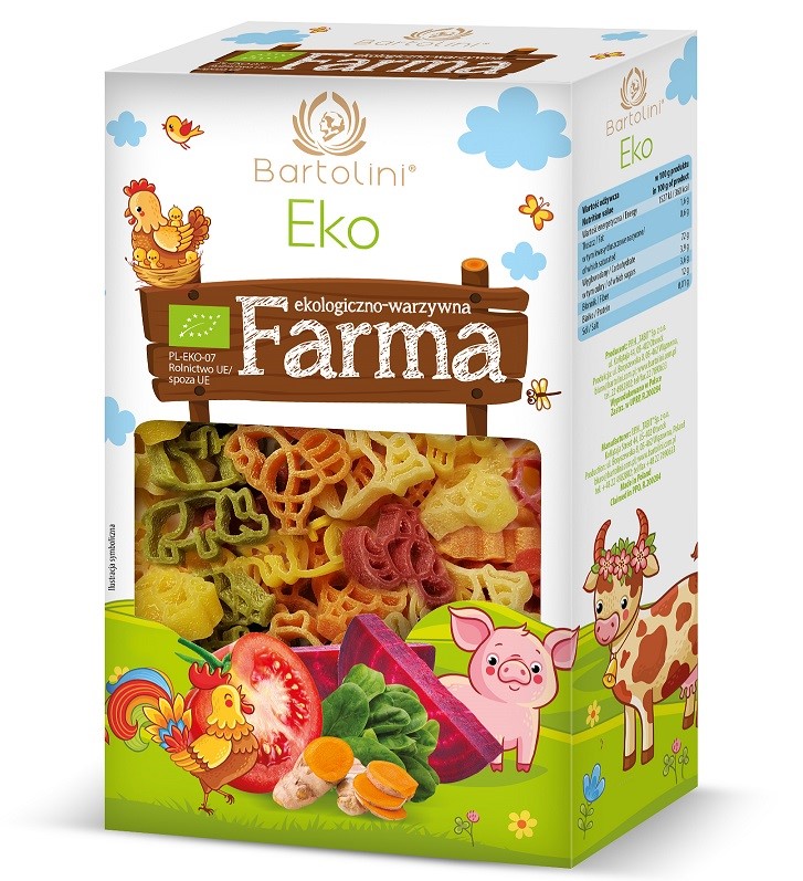 Makaron Eko Farma zwierzątka pięciosmakowe BIO 250g